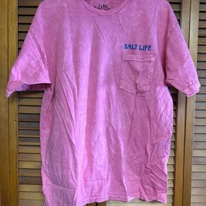 Salt Life Faded Pink Pocket Tee with Blue Logo